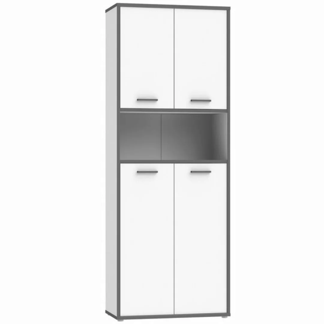 expendio Aktenschrank Keijo 3 Weiß / Wolfram Grey, 85x227x42 cm günstig online kaufen