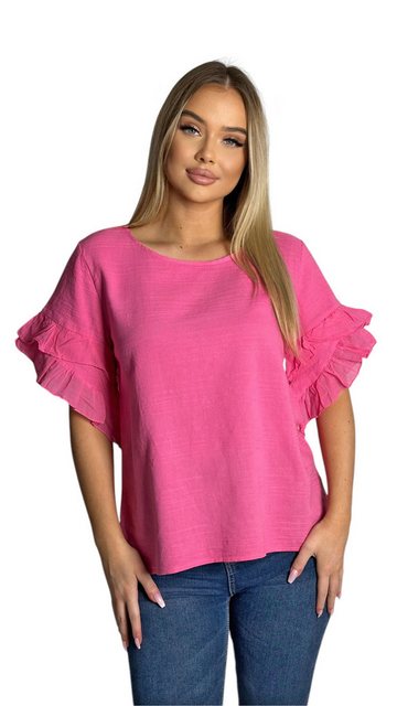 Mississhop Kurzarmshirt Charmantes Volant-Ärmel-Shirt – 100% Baumwolle M. 3 günstig online kaufen