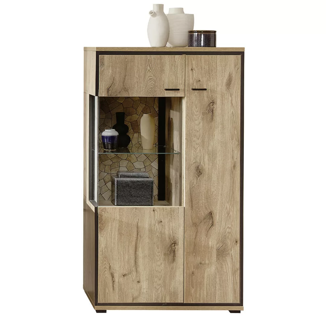 Highboard 80cm, Eiche mit schwarz, RINGSTED-55 günstig online kaufen