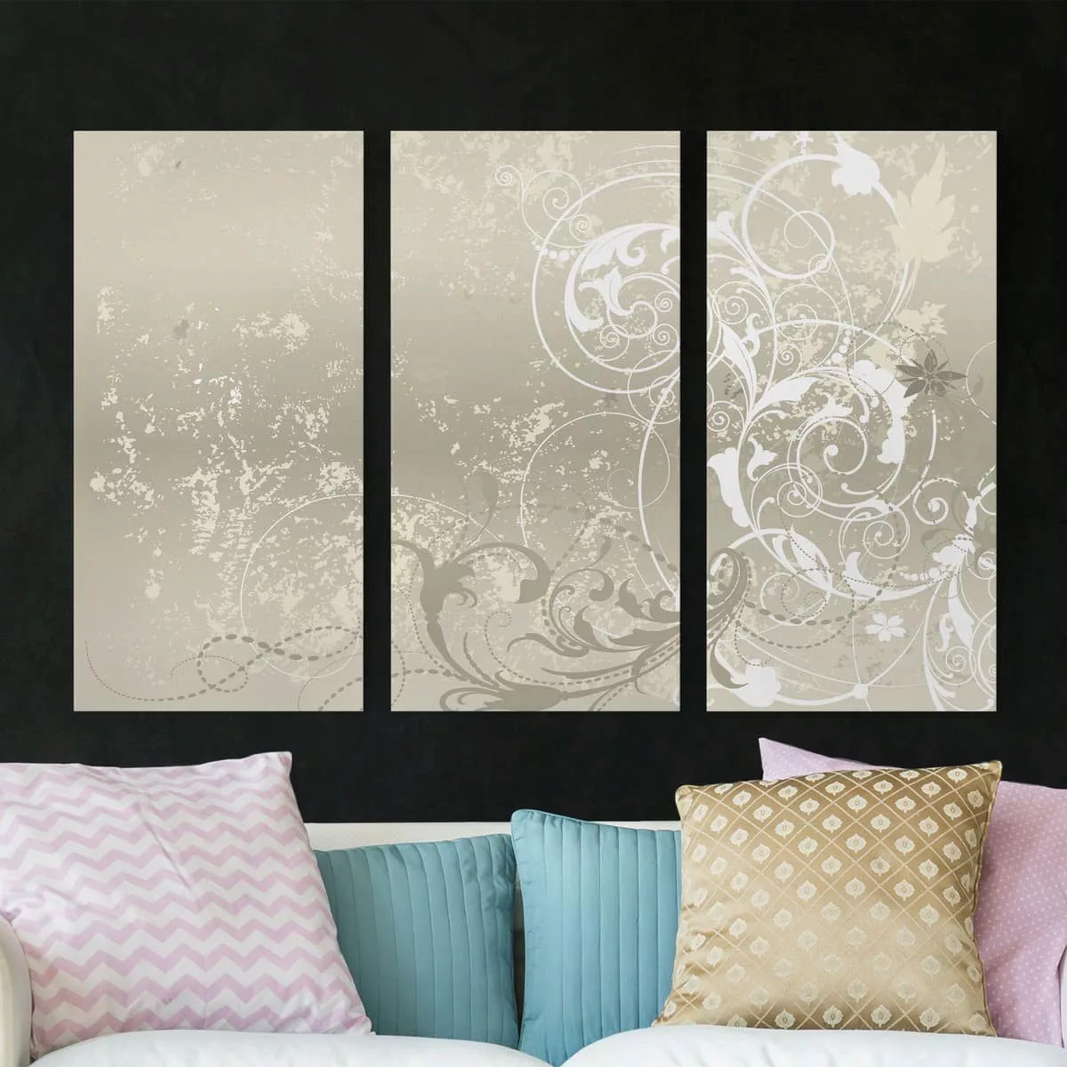 3-teiliges Leinwandbild Muster - Querformat Perlmutt Ornament Design günstig online kaufen