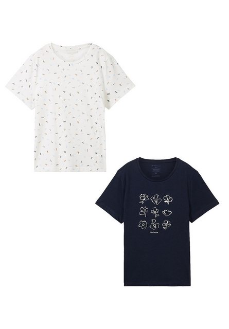 TOM TAILOR T-Shirt Shirt 2er-Set Rundhals Kurzarm T-Shirt mit Print (2-tlg) günstig online kaufen