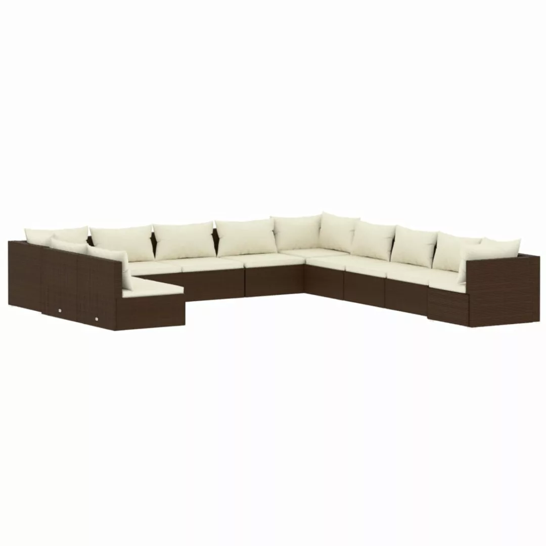 Vidaxl 11-tlg. Garten-lounge-set Mit Kissen Braun Poly Rattan günstig online kaufen