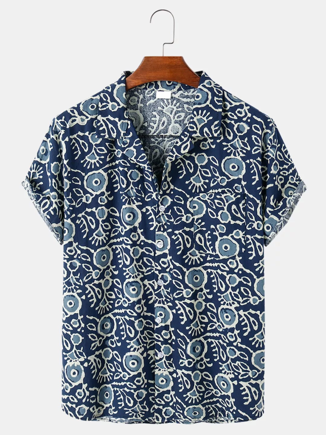 Herren abstrakte Muster drucken lose lässige dünne Kurzarmhemden günstig online kaufen