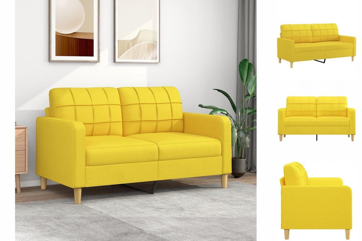 vidaXL Sofa 2-Sitzer-Sofa Hellgelb 140 cm Stoff Couch günstig online kaufen