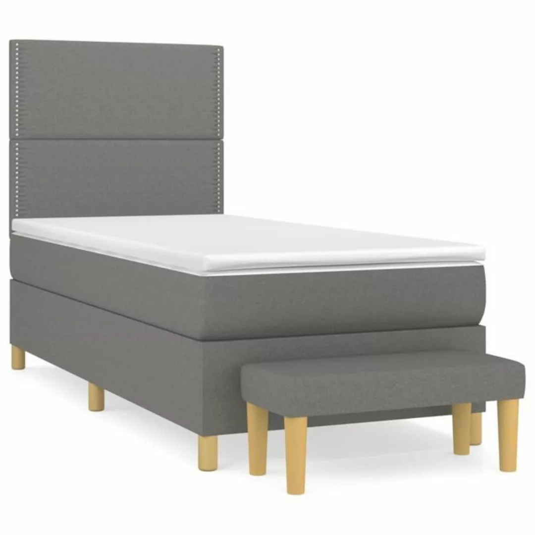 furnicato Bett Boxspringbett mit Matratze Dunkelgrau 100x200 cm Stoff (1-tl günstig online kaufen