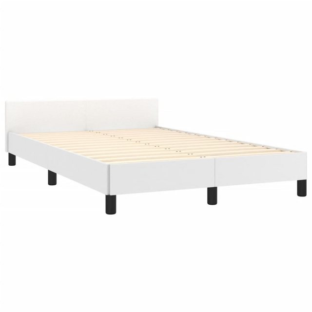 vidaXL Bett Bettgestell mit Kopfteil Weiß 120x190 cm Kunstleder günstig online kaufen