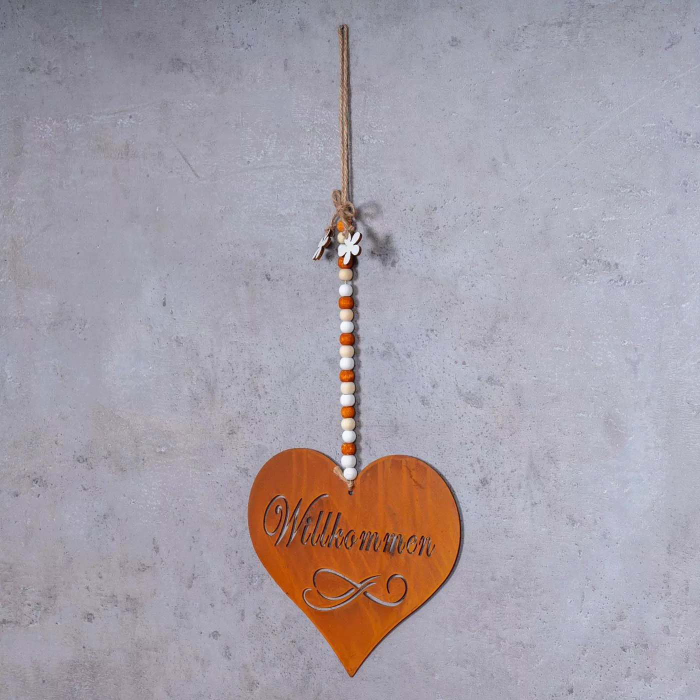 Levandeo® Dekoobjekt, Schild Willkommen 19x16cm Herz günstig online kaufen