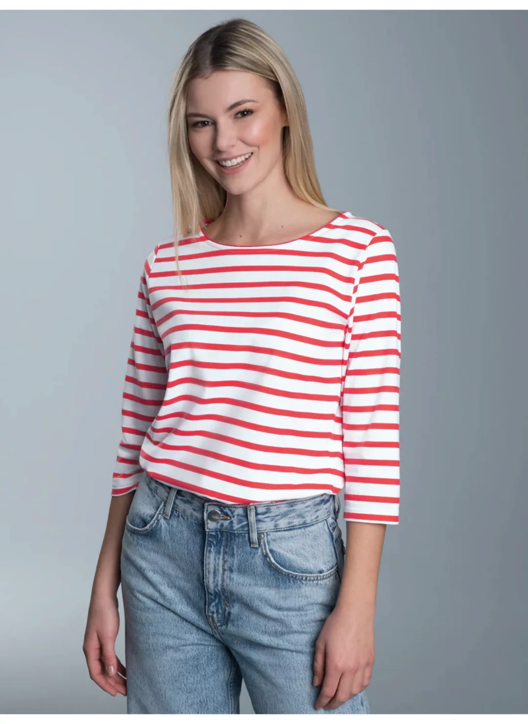 Trigema Longsleeve "TRIGEMA Dreiviertelarm Shirt mit Ringelmuster", (1 tlg. günstig online kaufen