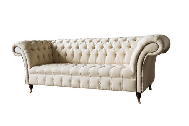 Xlmoebel Sofa Neues Chesterfield-Stoffsofa in Beige für gemütliches Sitzen günstig online kaufen