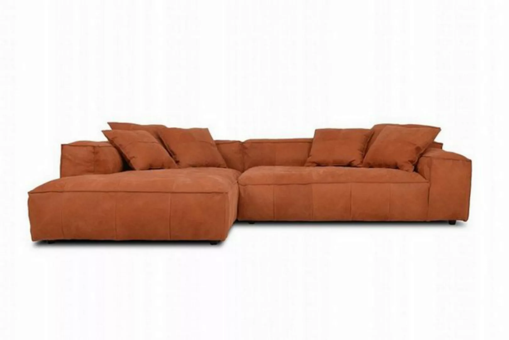 daslagerhaus living Big-Sofa Sofakombination Than Leder terracotta günstig online kaufen