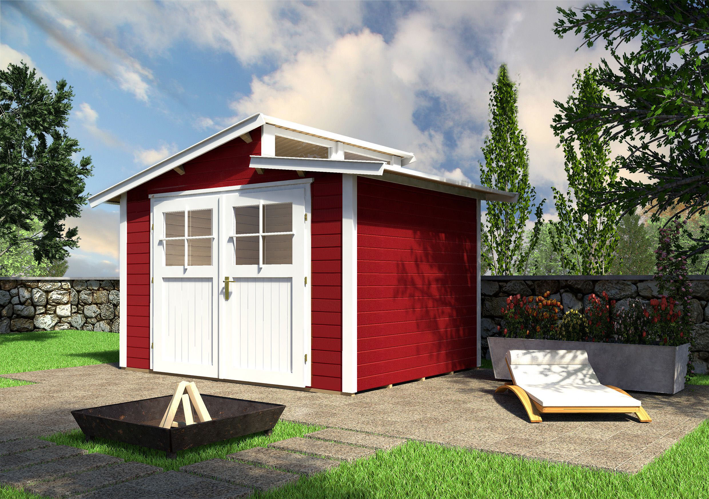 Weka Holz-Gartenhaus Schwedenrot Pultdach Lasiert 231 cm günstig online kaufen