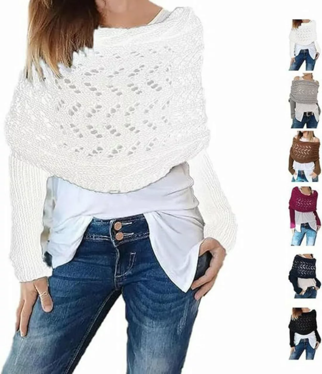 Coonoor Cape Strickschal mit Ärmeln Modischer Kabelstrickschal für Frauen ( günstig online kaufen