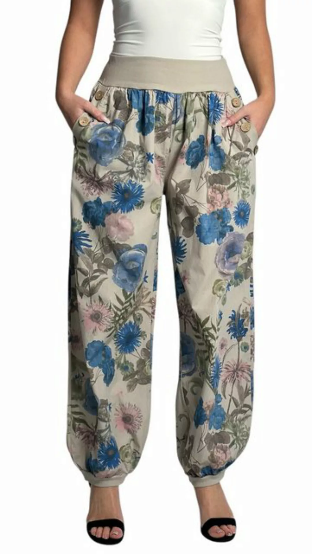 Mississhop Haremshose Baumwollhose Damenhose Aladinhose Blumenprint Sommerh günstig online kaufen