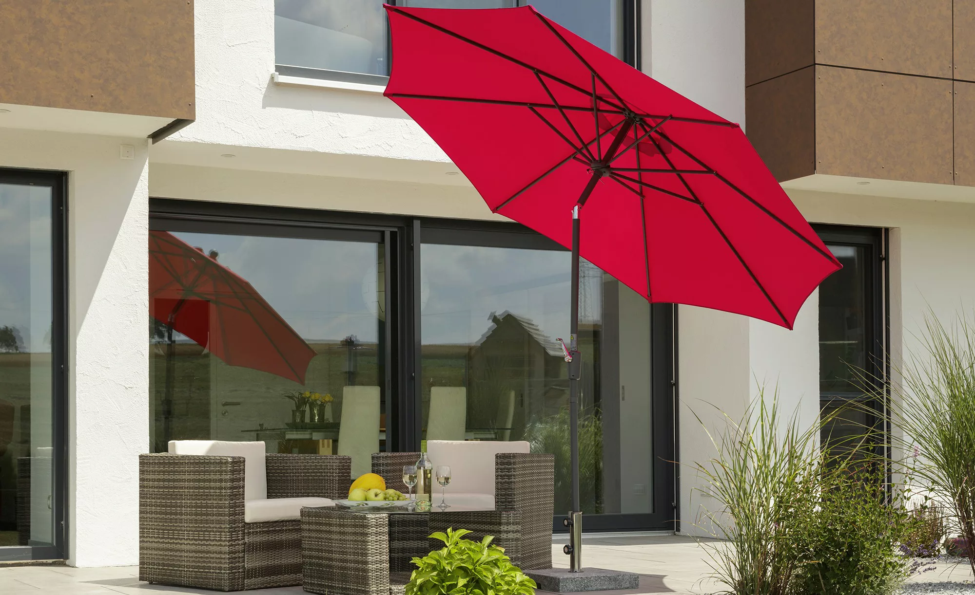 Schneider Sonnenschirm Harlem Rot Ø 270 cm günstig online kaufen