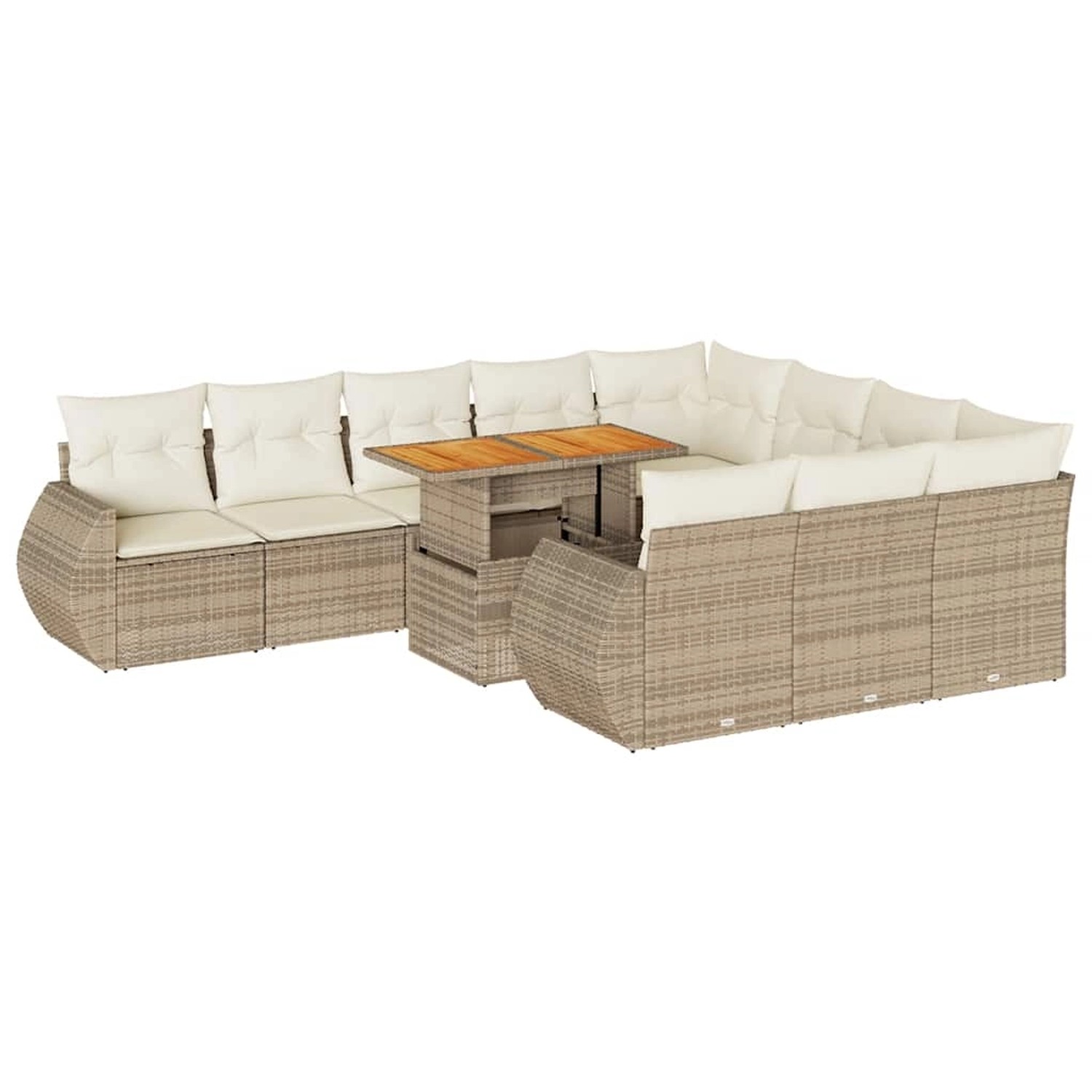 vidaXL 11-Tlg Garten-Sofagarnitur mit Kissen Beige Poly Rattan 3327313 günstig online kaufen