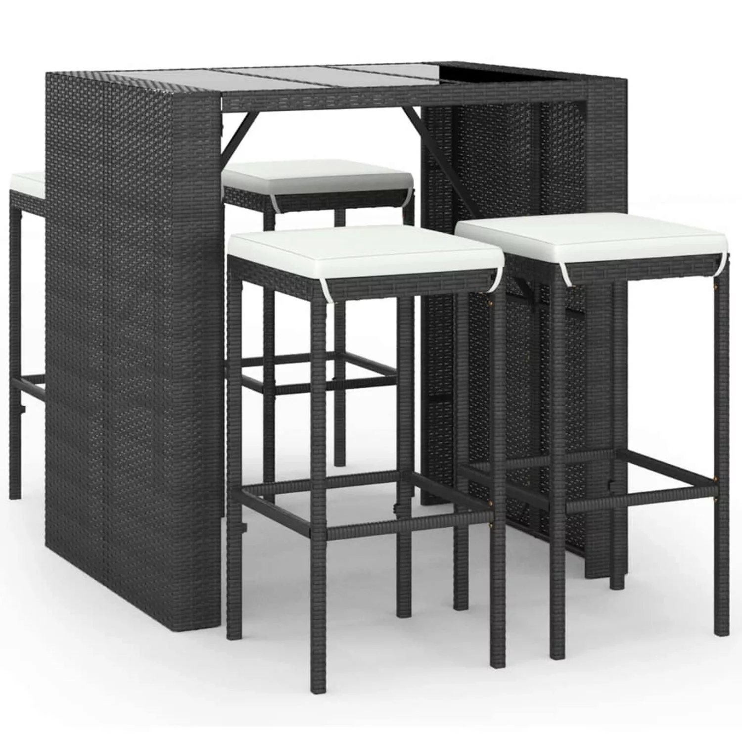 Vidaxl 5-tlg. Gartenbar-set Mit Kissen Schwarz Poly Rattan günstig online kaufen