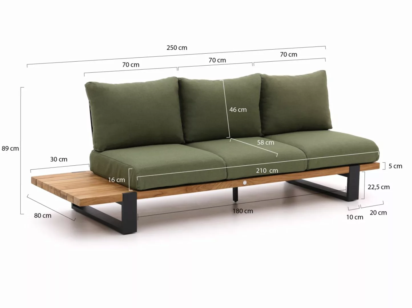 SUNS Nardo Gartensofa 3-Sitzer links/rechts 250 cm günstig online kaufen