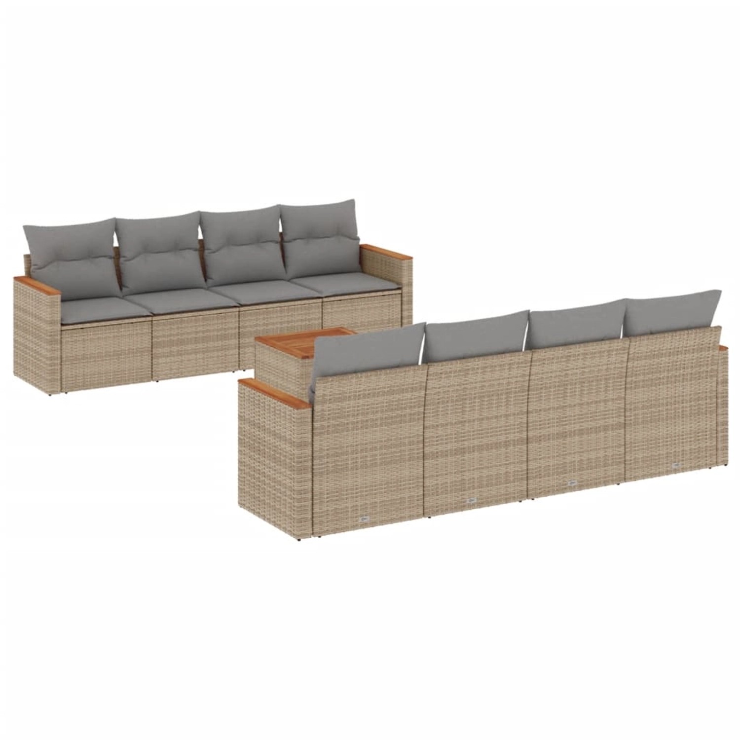 vidaXL 9-Tlg Garten-Sofagarnitur mit Kissen Beige Poly Rattan 3225821 günstig online kaufen
