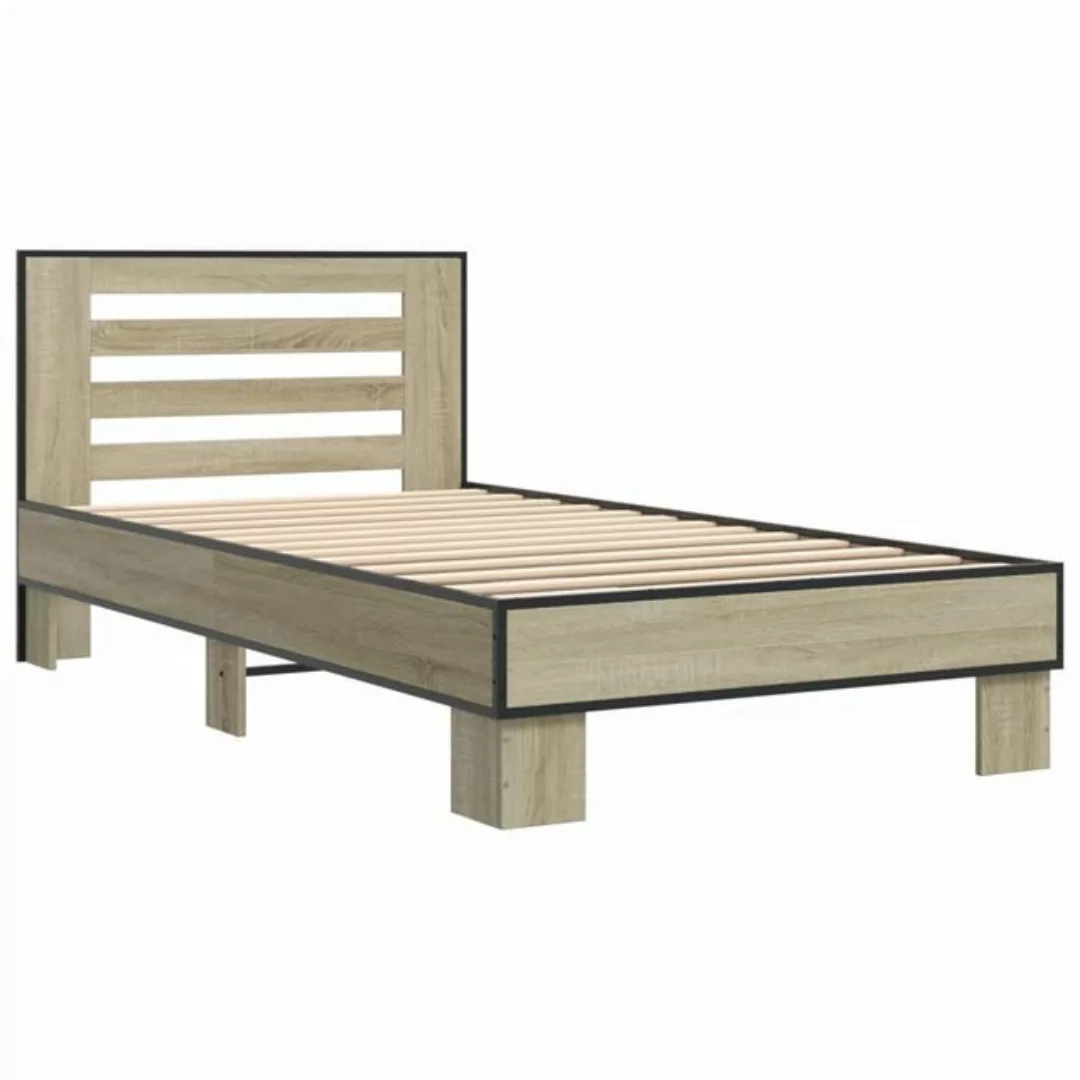 vidaXL Bett Bettgestell Sonoma-Eiche 75x190 cm Holzwerkstoff und Metall günstig online kaufen