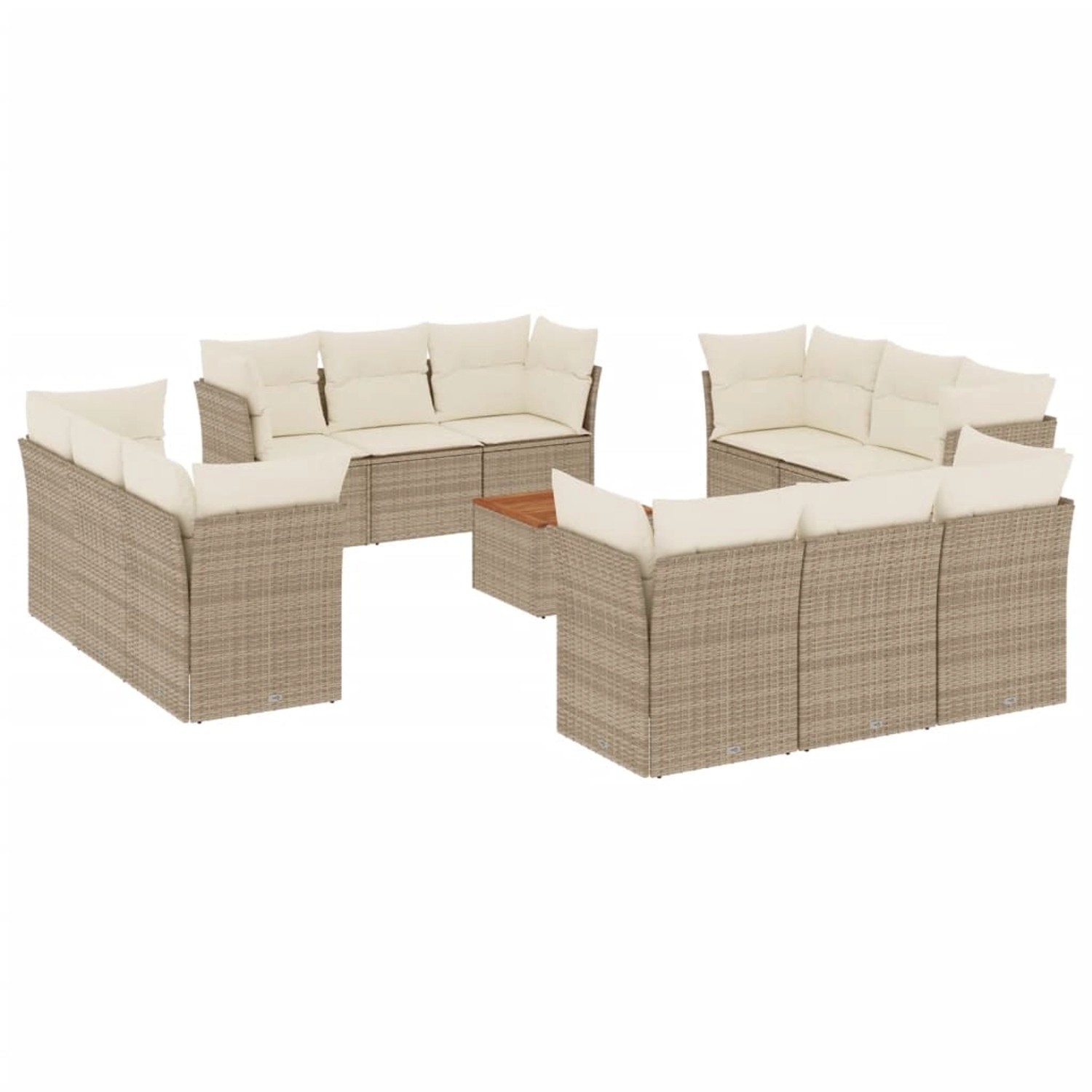 vidaXL 13-Tlg Garten-Sofagarnitur mit Kissen Beige Poly Rattan 3223538 günstig online kaufen