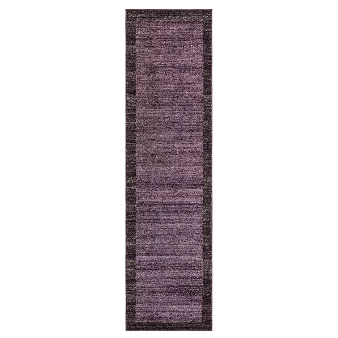 Moderner Kurzflor Teppich in Aubergine-Violett drei Größen günstig online kaufen