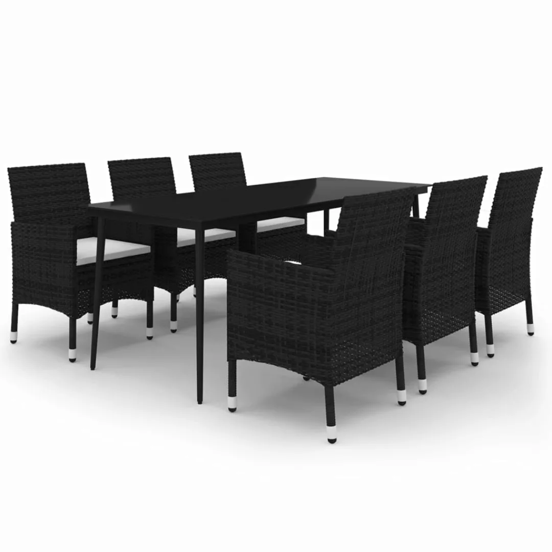 Vidaxl 7-tlg. Garten-essgruppe Mit Kissen Poly Rattan Und Glas günstig online kaufen