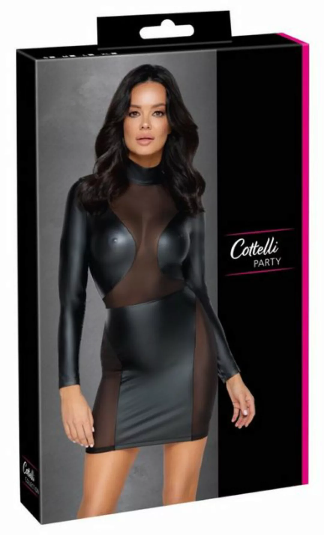 Cottelli Collection Minikleid Wetlook-Kleid transparent - schwarz (1-tlg) M günstig online kaufen