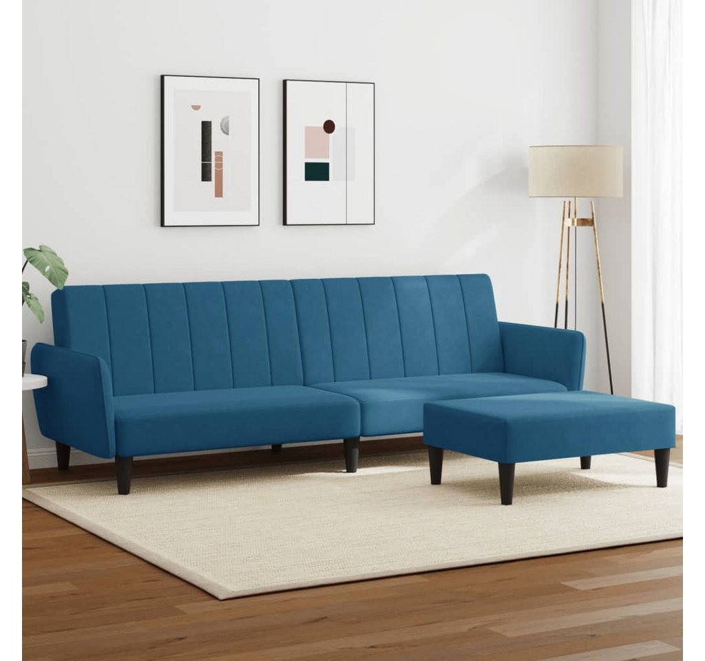 vidaXL Sofa Schlafsofa 2-Sitzer mit Fußhocker Stoff, Modell 4, Blau günstig online kaufen