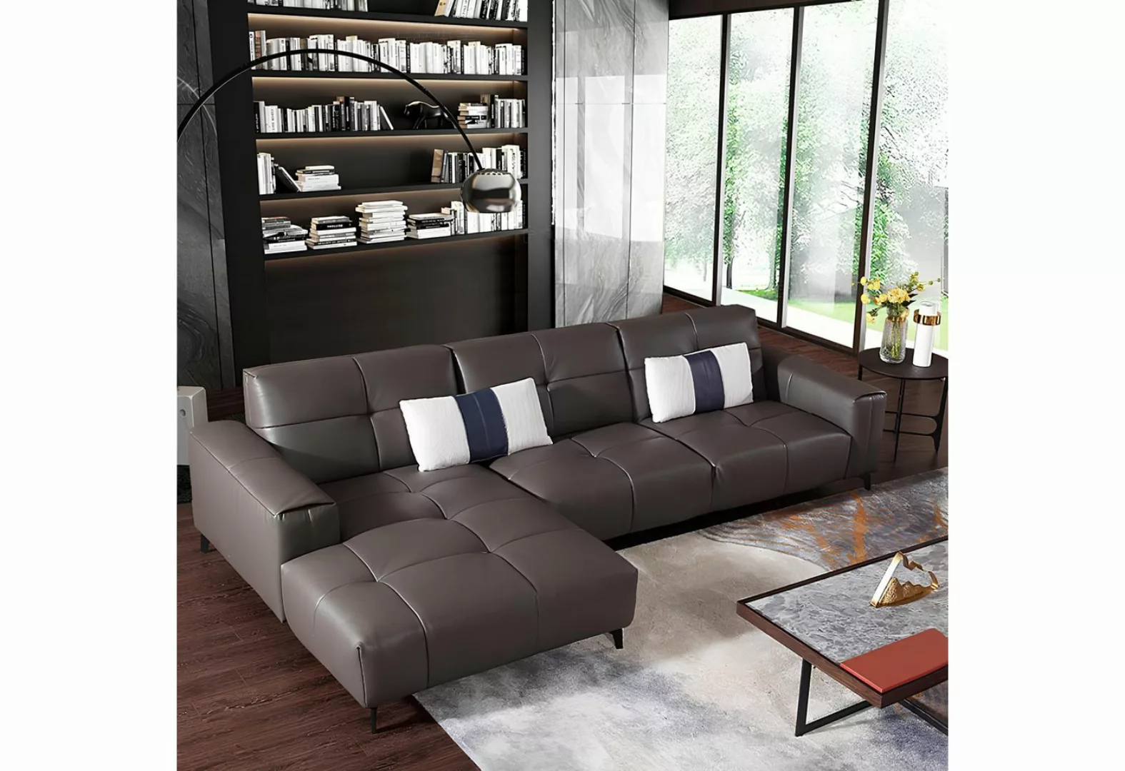 Xlmoebel Ecksofa Modernes Ledersofa in L-Form mit Designelementen für das W günstig online kaufen