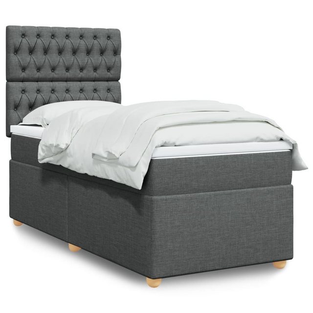 vidaXL Boxspringbett Boxspringbett mit Matratze Dunkelgrau 90x200 cm Stoff günstig online kaufen