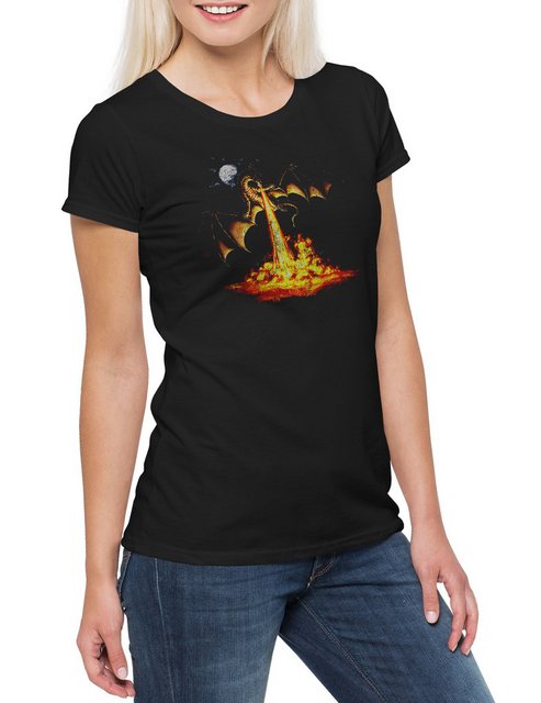 Urban Backwoods Print-Shirt Dragon III Damen T-Shirt Drache Fantasy Tattoo günstig online kaufen