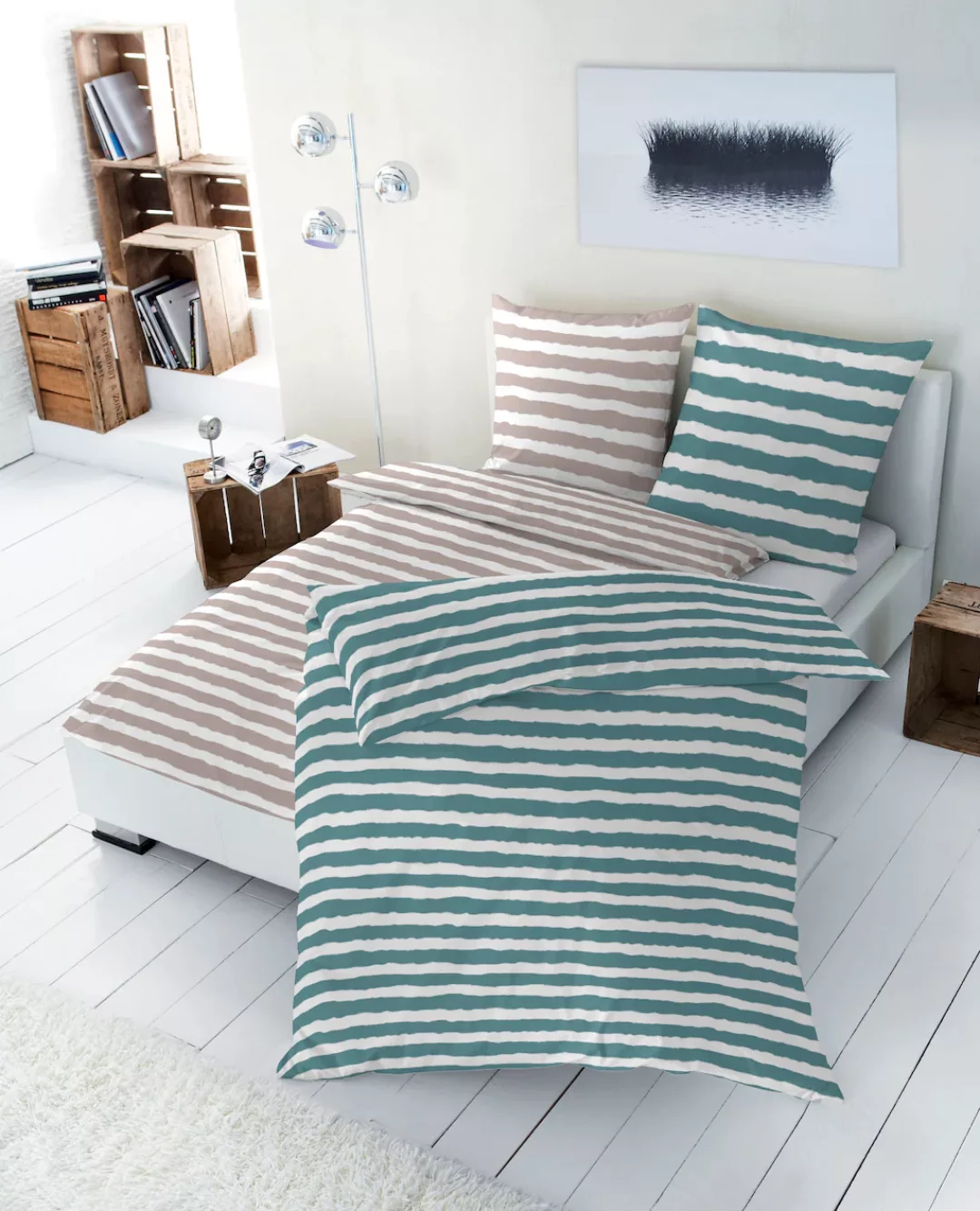 Primera Bettwäsche »Baumwoll-Bettwäsche Uni-Streifen«, mit einem modernen S günstig online kaufen