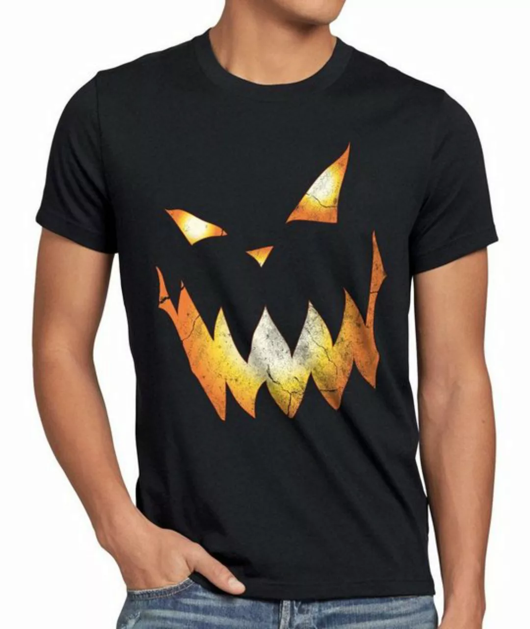 style3 T-Shirt Halloween Kürbiskopf Kürbis Fasching Kostüm Party Kopf Spuk günstig online kaufen