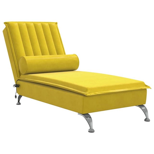 vidaXL Chaiselongue Massage-Chaiselongue mit Nackenrolle Gelb Samt, 1 Teile günstig online kaufen