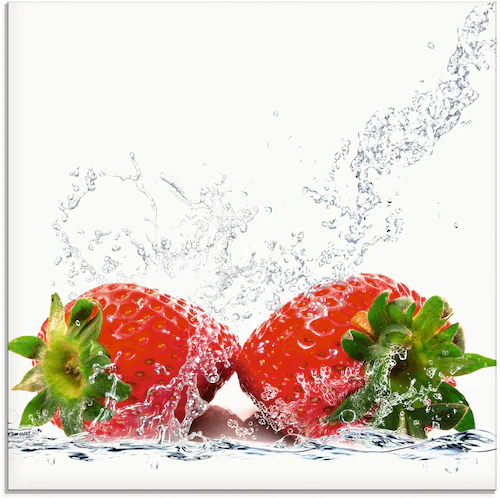 Artland Glasbild "Erdbeeren mit Spritzwasser", Lebensmittel, (1 St.), in ve günstig online kaufen