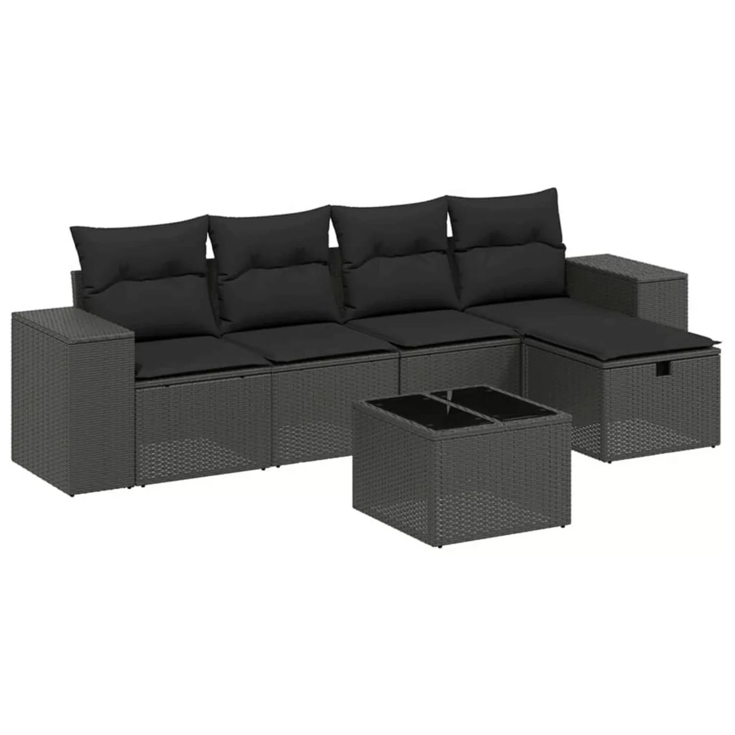 vidaXL 6-tlg Garten-Sofagarnitur mit Kissen Schwarz Poly Rattan Modell 141 günstig online kaufen