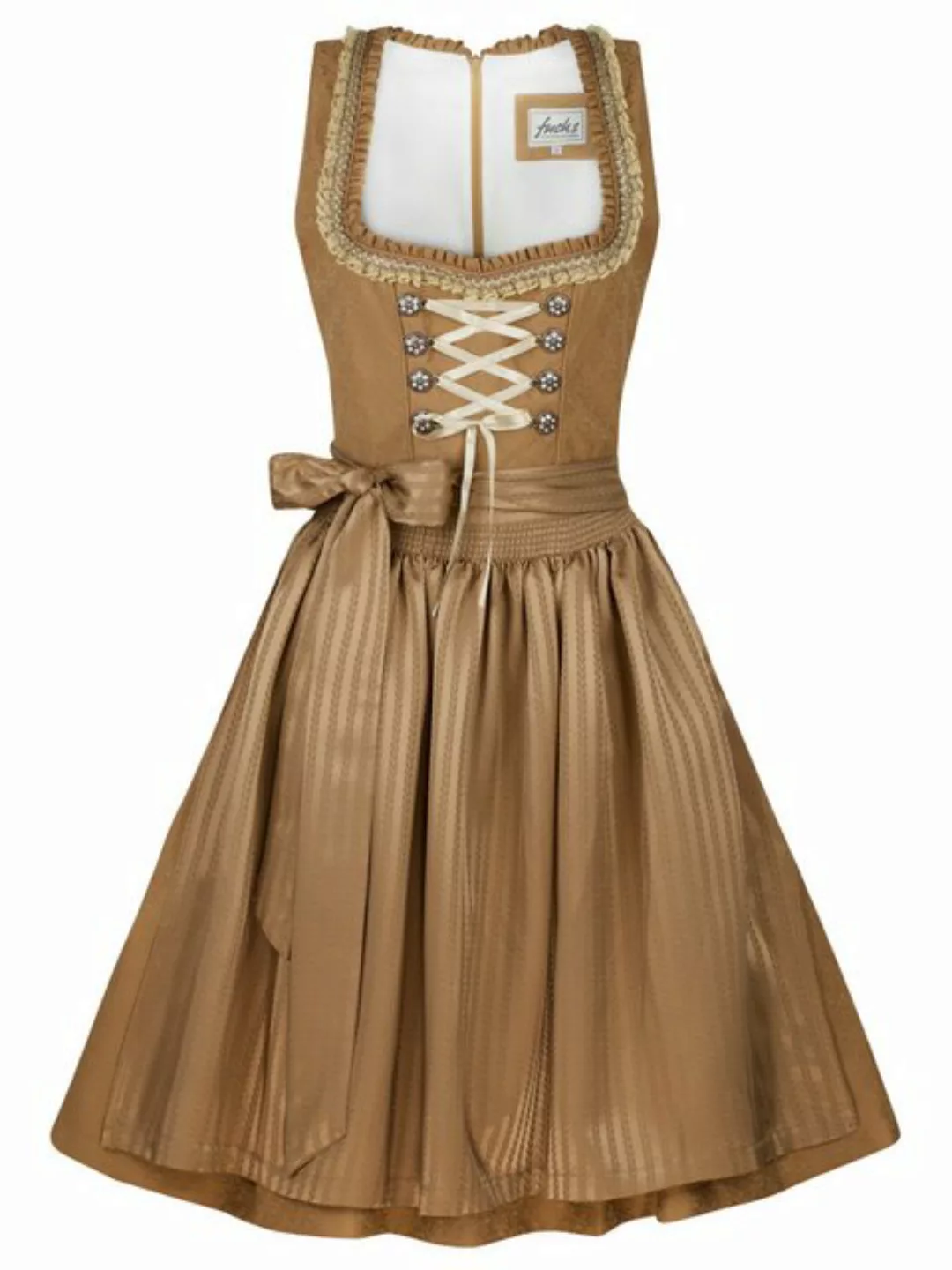 FUCHS Dirndl Midi Dirndl Gisela taupe (2-tlg) Rockteil 60cm günstig online kaufen