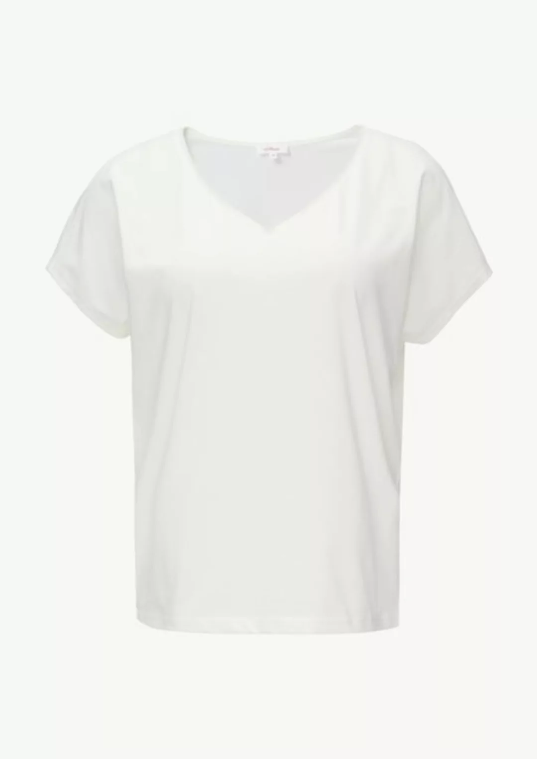 s.Oliver Shirttop T-Shirt im Relaxed Fit mit Stickerei am V-Ausschnitt Spit günstig online kaufen