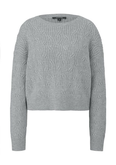 Comma Langarmshirt Strickpullover mit Zopfmuster günstig online kaufen