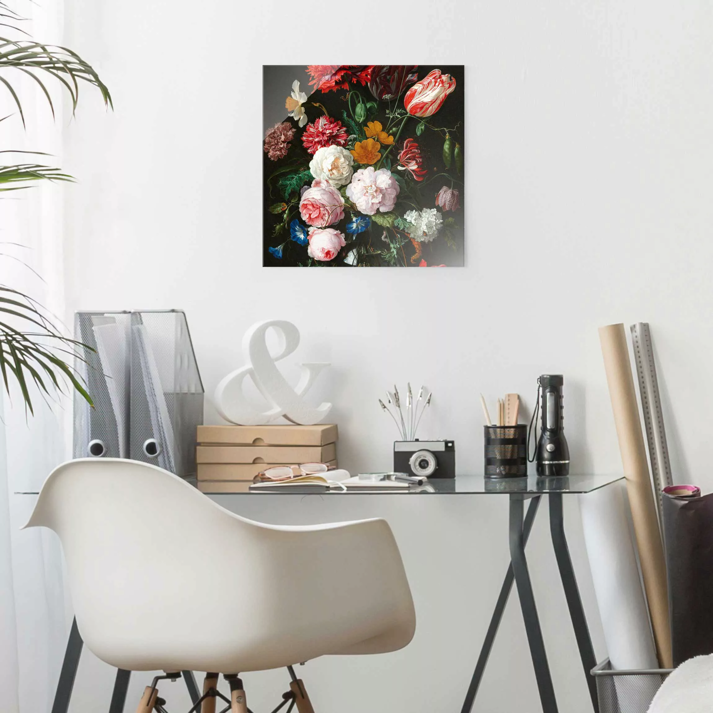 Glasbild Blumen - Quadrat Jan Davidsz de Heem - Stillleben mit Blumen in ei günstig online kaufen