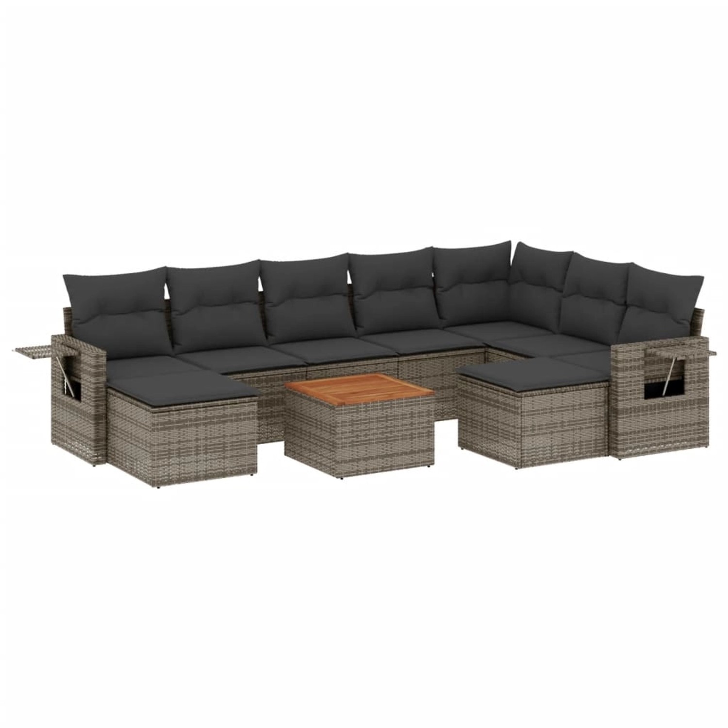 vidaXL 10-Tlg Garten-Sofagarnitur mit Kissen Grau Poly Rattan 3257180 günstig online kaufen
