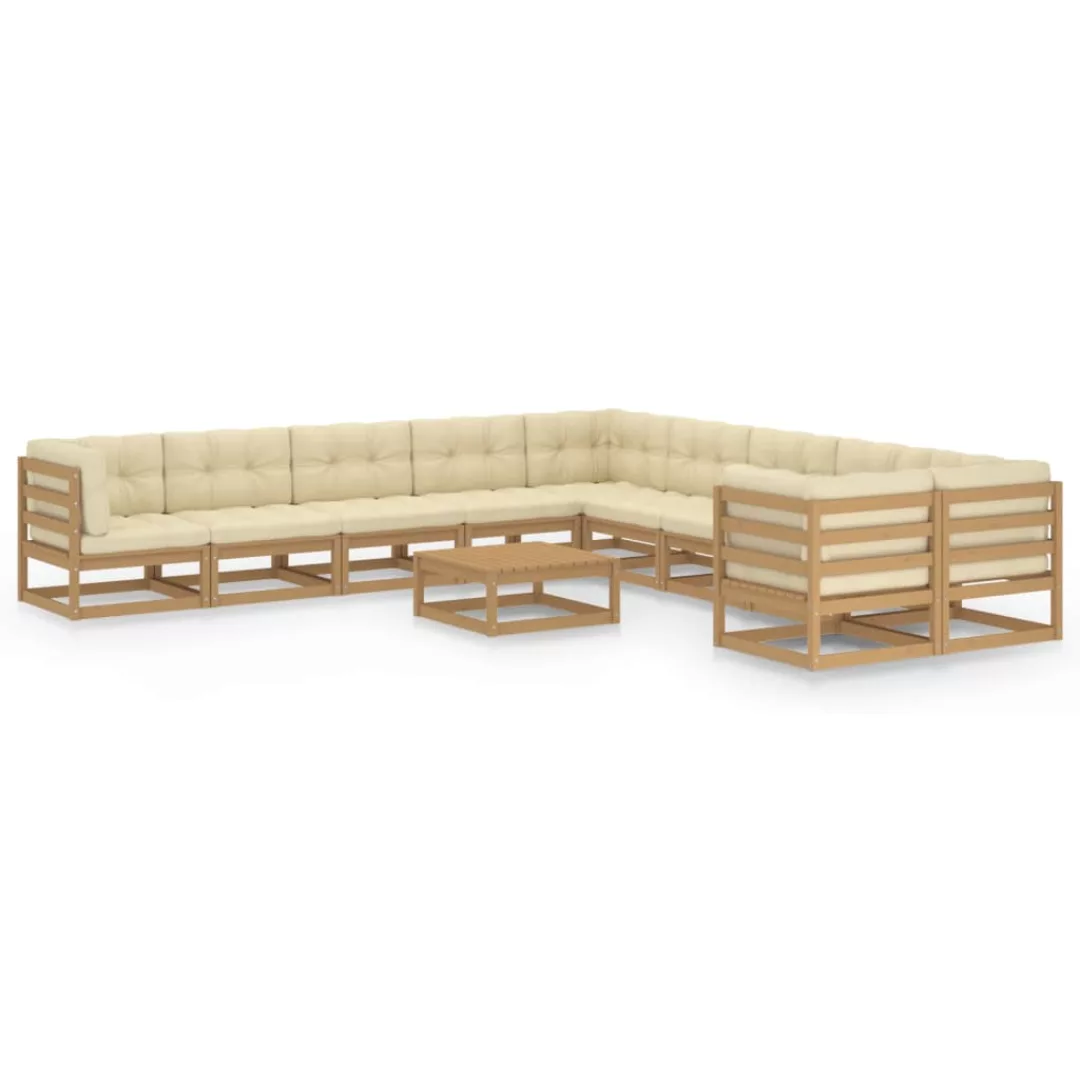 11-tlg. Garten-lounge-set Kissen Honigbraun Kiefer Massivholz günstig online kaufen