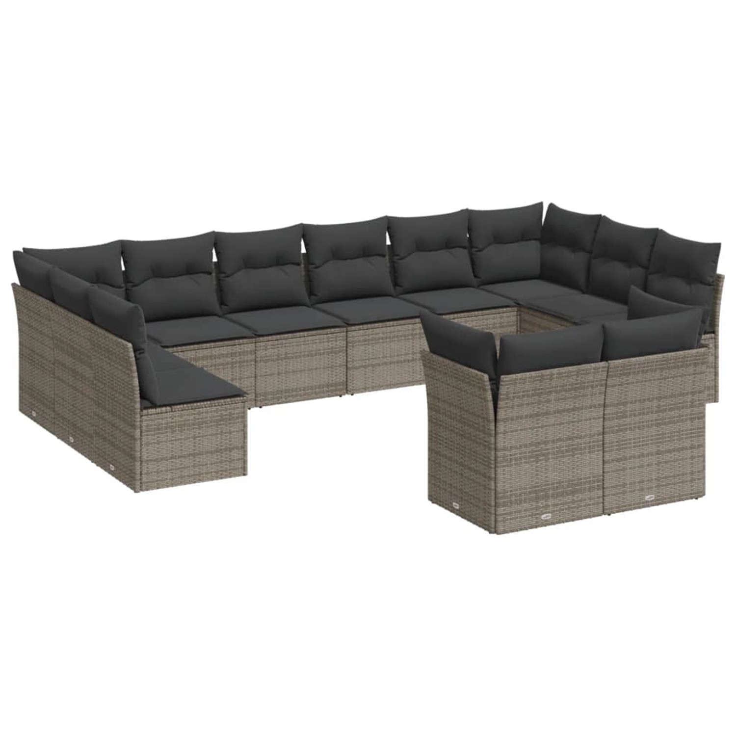 vidaXL 12-tlg Garten-Sofagarnitur mit Kissen Grau Poly Rattan Modell 6 günstig online kaufen