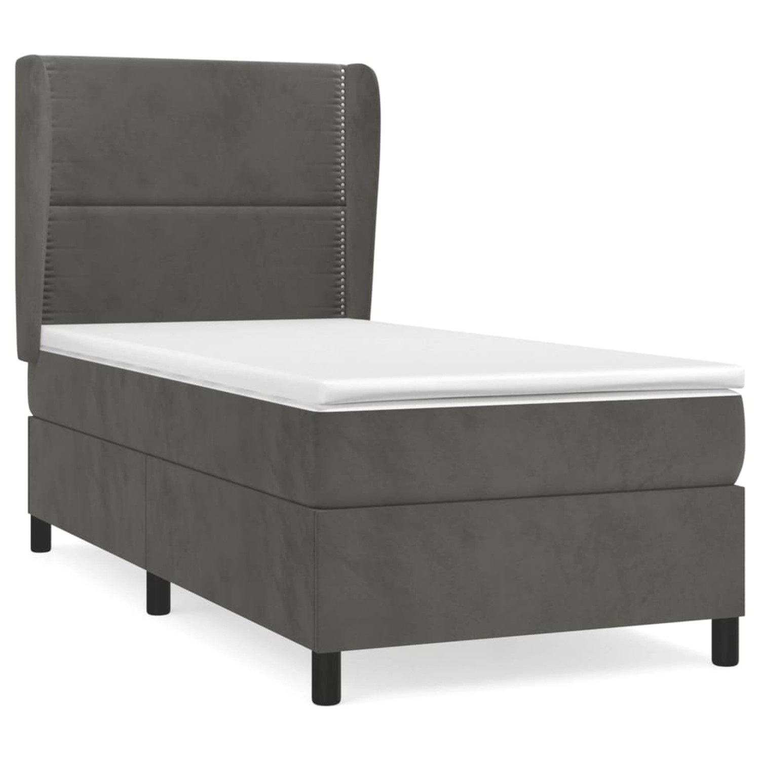 vidaXL Boxspringbett Boxspringbett mit Matratze Dunkelgrau 90x190 cm Samt B günstig online kaufen