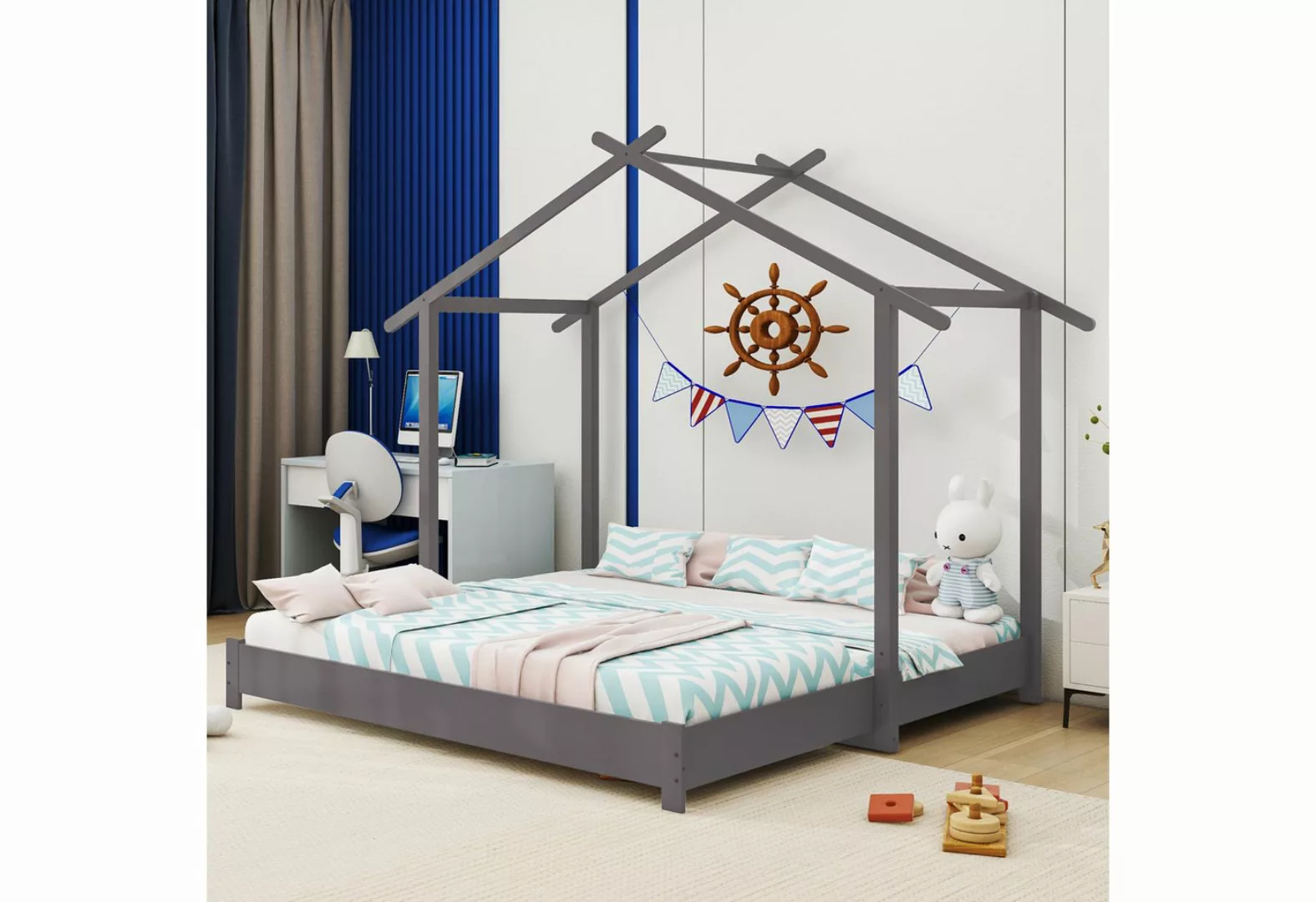 MODFU Kinderbett Hausbett Holzbett Kinderbett (90 /180 x 190cm ohne Matratz günstig online kaufen