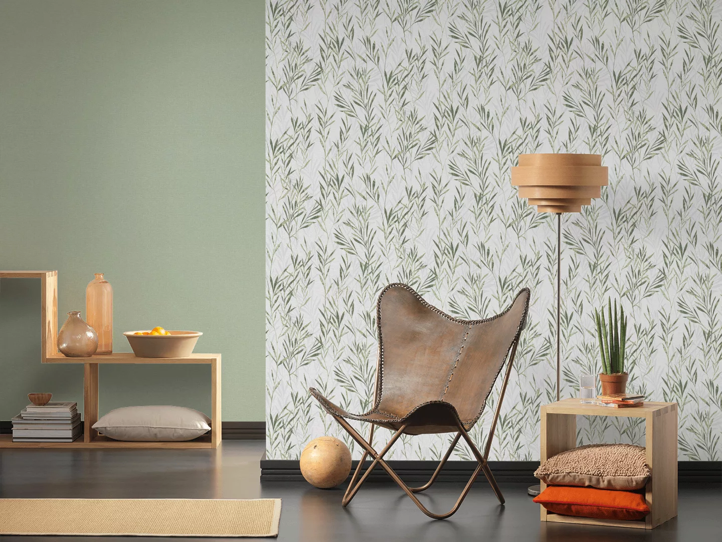 Bricoflor Tapete in Olivgrün Vinyl Struktur Effekt Vliestapete für Wohnzimm günstig online kaufen