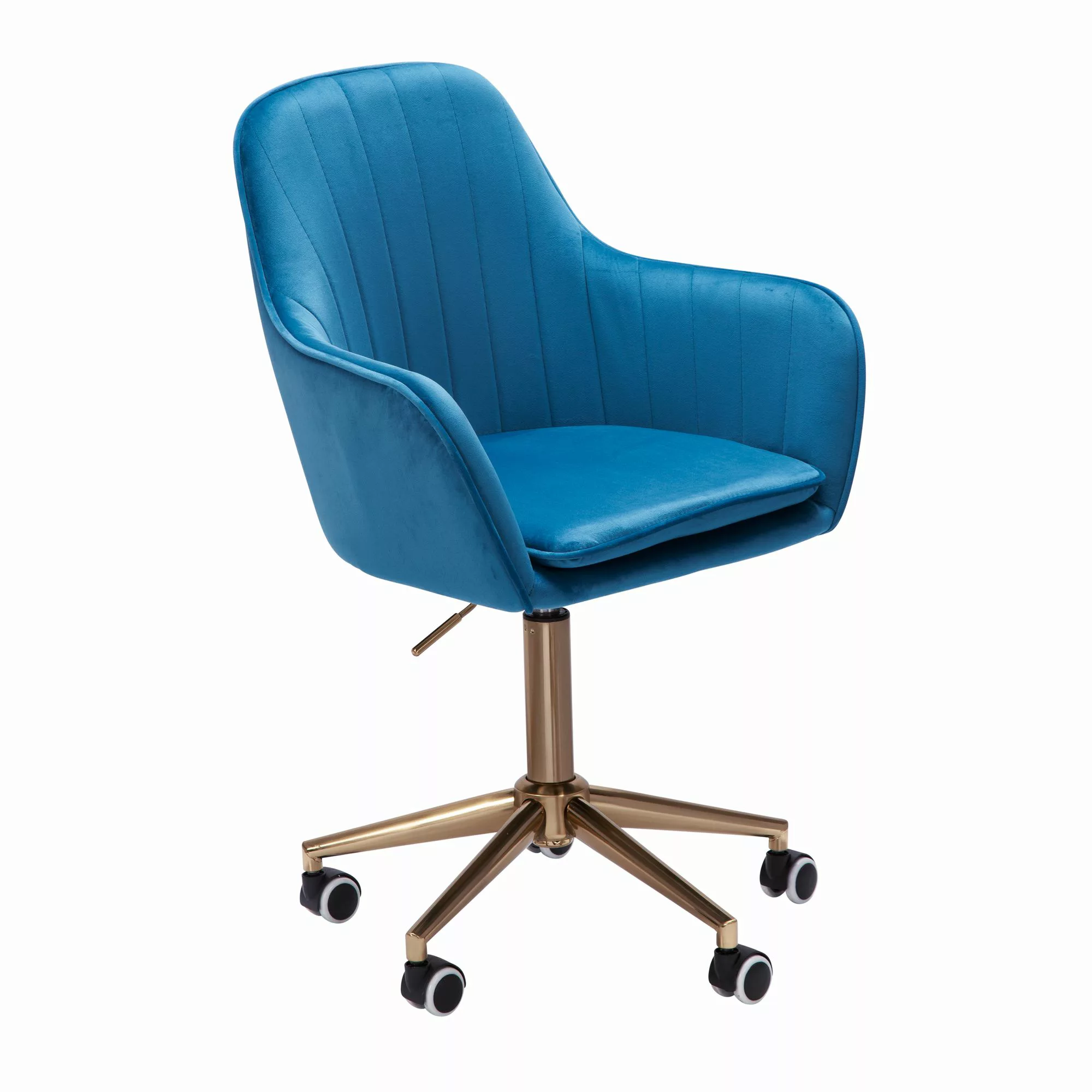Schreibtischstuhl Samt Blau | Design Drehstuhl mit Lehne | Arbeitsstuhl 120 günstig online kaufen