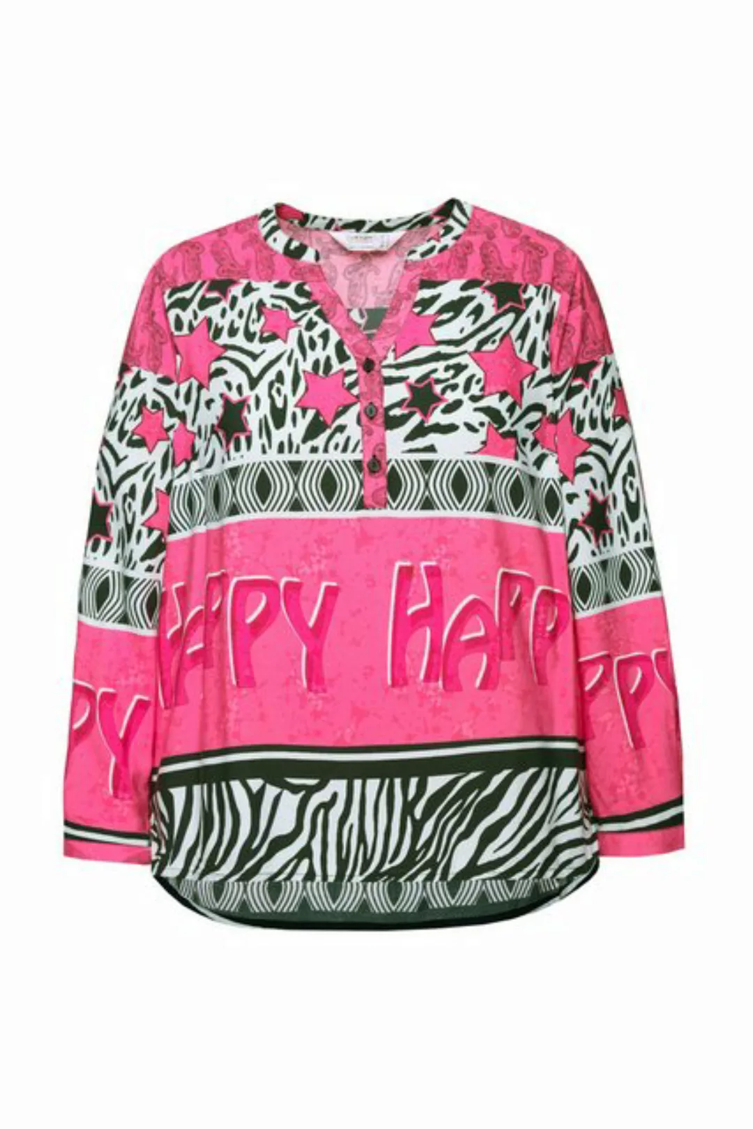 Angel of Style Satinbluse Bluse A-Linie Happy Mustermix Langarm günstig online kaufen