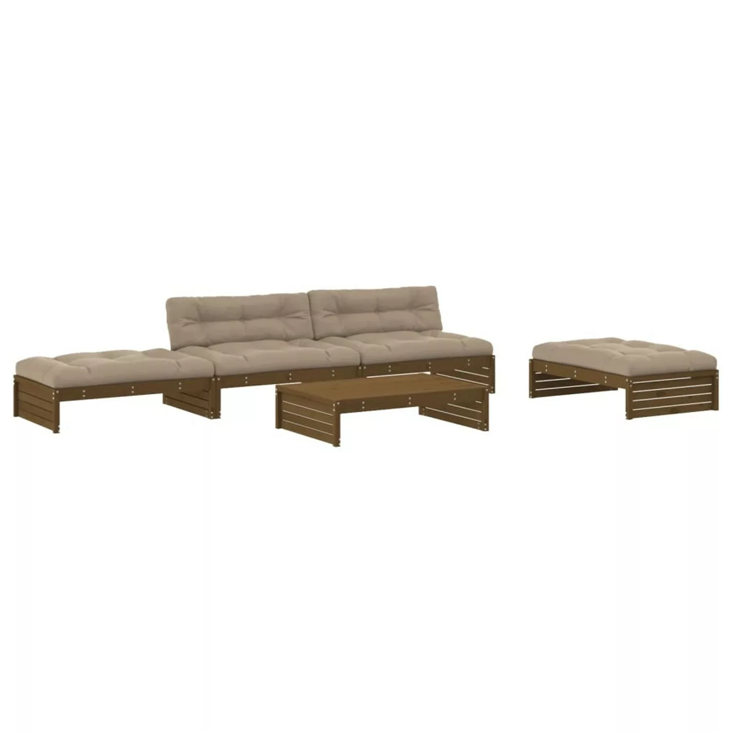 vidaXL 5-tlg Garten-Lounge-Set mit Kissen Honigbraun Kiefernholz Modell 16 günstig online kaufen