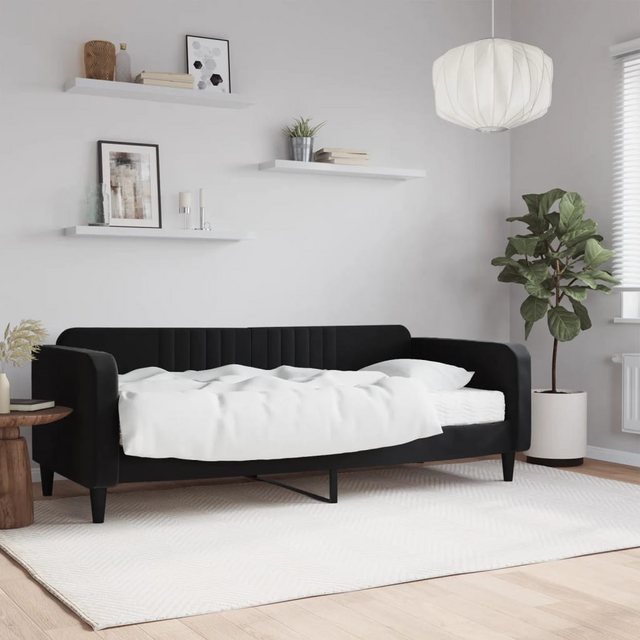 vidaXL Gästebett Gästebett Tagesbett mit Matratze Schwarz 90x200 cm Samt Be günstig online kaufen